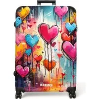 NoBoringSuitcases.com© Kinderkoffer Graffiti-Herzen 77 cm - 98 L, 8 Rollen, Großer Reisetasche mit Rollen für 30kg, Kinderkoffer