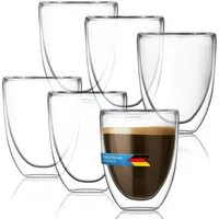Dimono Espressoglas DIMONO Espressoglas Doppelwand 80ml–Thermoeffekt & Schwebeeffekt Glas, 6-tlg., Borosilikatglas, Espressotasse