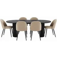 ebuy24 Essgruppe Kyoto Essgruppe Esstisch dunkelbraun, 6 Stühle aus, (7-tlg)