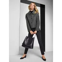 MADELEINE Outdoorjacke Elegante Jacke für kühle Tage Kurzmantel mit Fischgratmuster, Stehkragen und langen Ärmeln