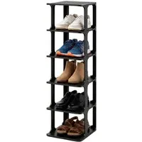 relaxdays Schuhregal Stapelbares Schuhregal, 1-tlg., schwarz, 6er-Pack