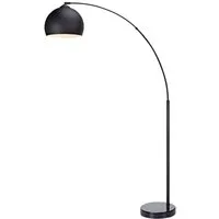 Teamson Home Bogenlampe Gebogene Stehlampe aus Metall mit Glockenschirm schwarz