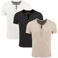 Key Largo Henleyshirt Lemonade vintage Look uni Basic MT00122 mit Knopfleiste unifarben kurzarm slim fit