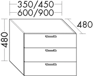 Burgbad Unterschrank Sys30 PG3 Diago 480x600x480 Grau Hochglanz, WWCG060F1509 WWCG060F1509