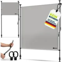 tillvex Klemmmarkise tillvex© Klemmmarkise Senkrechtmarkise Außen Balkon ohne Bohren (Sichtschutzrollo Terrasse Garten Wetterfest, Vertikalmarkise Sichtschutz Ausziehbar & Blickdicht) Klemmmarkise mit Handkurbel ohne Bohren Balkon