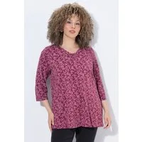 Ulla Popken T-Shirt T-Shirt A-Linie V-Ausschnitt Zierfalten 3/4-Arm