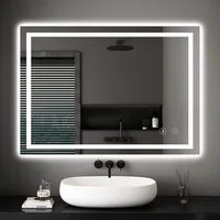 Dripex Badspiegel LED Badezimmerspiegel Rechteckig Wandspiegel, Beschlagfrei, LED Spiegel mit Touch-Schalter, Energiesparend