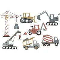 vertbaudet Wandsticker Kinderzimmer Wandsticker BAUSTELLENFAHRZEUGE