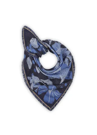 Jacquard Dreickstuch aus Acrylmischung mit floralem Motiv blau - Gr. - ONE SIZE
