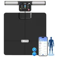 pedete Körper-Analyse-Waage Fitness Körperfettwaage mit 8 sensoren,App-Steuerung,Bluetooth, mit App zur Übertragung und Tracking der Messwerte, Smart Waage Personen, Körper & Viszeralfett, Muskelmasse, BMI & RMR,Tragkraft 180 kg.