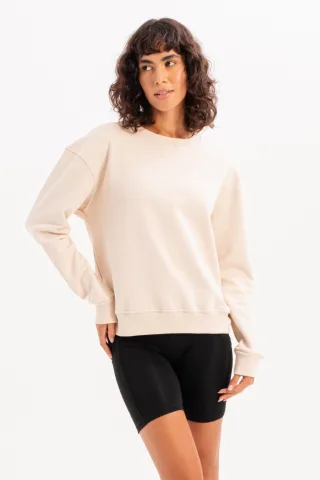 Damen-Sweatshirt-Trainingsoberteil mit Rundhalsausschnitt und Basic-Passform