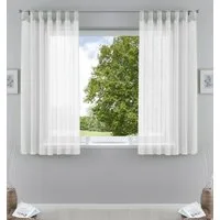 Gardinenbox Gardine (2 St), Schlaufen, transparent, Voile, Transparent Vorhang Set Voile Bleibandabschluss 61000CN