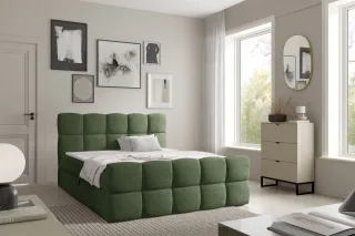 Boxspringbett Schlafzimmerbett SATINE 160x220cm Stoff Coral Meeresgrün