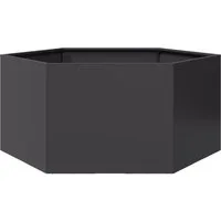 vidaXL Pflanzkübel, Pflanzkübel Schwarz Sechseckig 104x90x45 Stahl