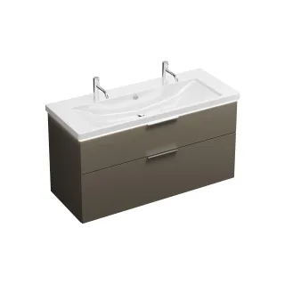 Burgbad Keramik Waschtisch-Set Eqio Grau Hochglanz/Alpinweiss, SEZB123F2010C0001 SEZB123F2010C0001