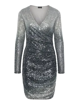 PIECES - PCDELPHIA LS NEW WRAP DRESS JRS ombre blue - Gr. - XS