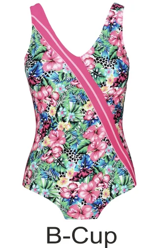 IN LINEA - Da.-Badeanzug pink flowers