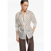 comma Langarmbluse Bluse Semitransparente Lyocellmix-Bluse mit Gürtel