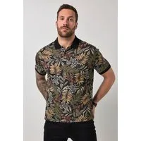 JP1880 Poloshirt Poloshirt Halbarm Strukturjersey florales Muster
