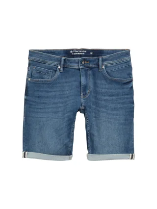 Tom Tailor - TTJOSH REGULAR SLIM Jeans Shorts mit Superstretch used mid stone blue denim - Gr. - 34
