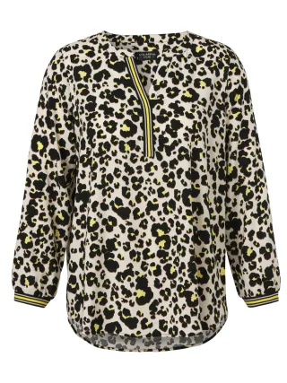 VIA APPIA DUE - Tunika mit Animalprint und V-Ausschnitt schwarz - Gr. - 52