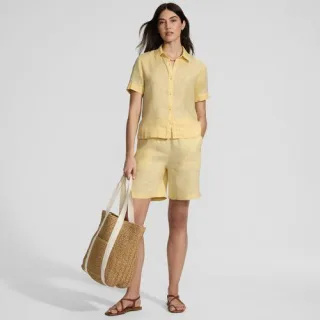 Premium Reinleinen-Hemd mit kurzen Ärmeln für Damen in Petite-Größe, Damen, size: petite, Pink, Leinen, by Lands' End