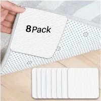 HUGERSTONE Antirutsch Teppichunterlage 10×10 cm Antirutschmatte, Teppich Antirutschunterlage, Teppichstopper, (Set, 8 tlg, Teppichunterlage Rutschfest, Fixierung ohne Rückstände), für Hartholzböden, Teppiche, Matten, Kinderzimmer, Badezimmer, Küche