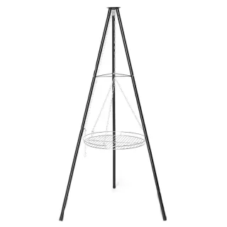 Xmund Outdoor Picnic Campfire Tripod Grill Adjustable Height Barbecue Grill Grille Stainless Steel Outdoor Camping BBQ T