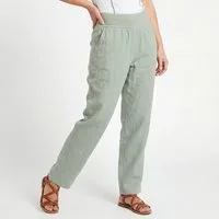 OriginalYou Leinenhose Sommerhose Damen Leinen Schlupfhose mit Elastikbund Straight Leg Stil Erhältlich von 36 bis 44, 100% Leinen, weicher Komfortbund