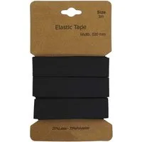 maDDma Gummiband Gummiband 3m x 20mm Gummilitze Gummi elastisches Band Flachgummi, schwarz