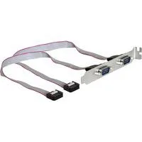 Slotblende 2x Seriell 9 Pin Header > 2x Seriell 9 Pin Stecker grau, 27cm Kabel