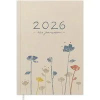 Eine der Guten Verlag Terminkalender Terminkalender Terminplaner 2026 - 365 gute Tage A5, Creme Blau, 1 Seite/ Tag, 408 S. FSC-Papier, Softcover, klimaneutral