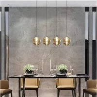 Nettlife Pendelleuchte G9 Hängelampe modern Bernstein/Grau Glas 1/3/4/6/10/15 Flammig, Höheverstellbar, LED wechselbar, Warmweiß, für Küchen Wohnzimmer Schlafzimmer Flur