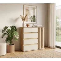 Home affaire Kommode LANDUVA Sideboard mit viel Stauraum, Breite 80 cm, Schrank mit Schubladen und 1 Tür, Lamellen Design