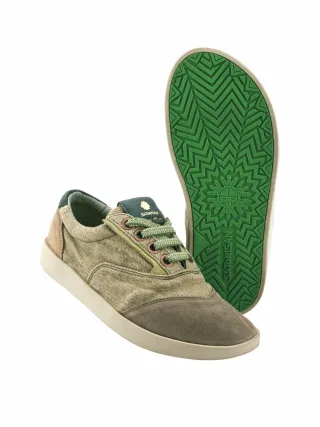 Satorisan S.L Herren Barfuß-Sneaker Hatko Grün Leder, Leinen und Baumwolle