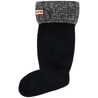 Hunter – Hohe Stiefelsocken mit 6 Maschen und Zopfmuster in Schwarz