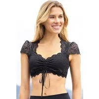 Nina Von C. Dirndlbluse mit herzförmigem Ausschnitt, Spitze, bauchfrei, Kurzarm