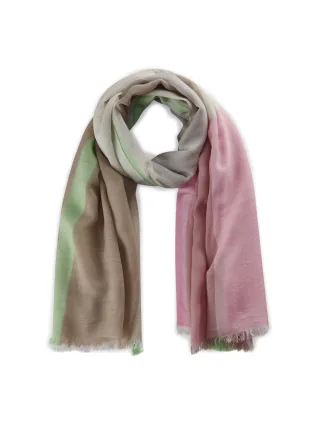 Wärmender Jacquard Schal aus Woll-Mischung mit Karo-Muster beige - Gr. - one size