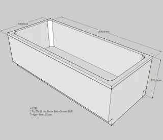 Neuesbad Wannenträger für Bette Ocean Low-Line 170x75 Fußende re/Ül.vo. SW11443
