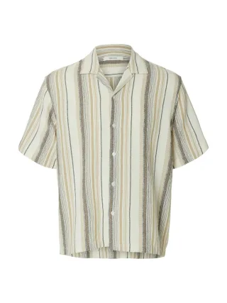 Selected - Kurzarmhemd - Slhrlxcal beige/braun - Gr. - M