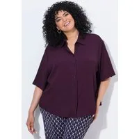 Ulla Popken Hemdbluse Bluse Struktur Hemdkragen Halbarm