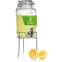 astor24 Getränkespender Getränkespender Glas mit Zapfhahn und Ständer 3 Liter Wasserspender