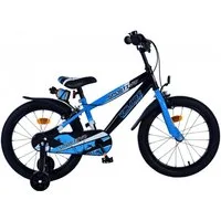 Volare Kinderfahrrad Volare Sportivo - Jungen - 18 Zoll – Blau/Schwarz, Stabiler Stahlrahmen, Geschlossener Kettenschutz