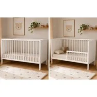 Kids Collective Babybett Kinderbett Gitterbett 60x120/70x140 cm modular & höhenverstellbar Holz, verschiedene Varianten wählbar, massives Holz, ab Geburt Weiß