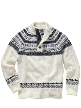 Mey & Edlich Herren Italo-Norweger-Pullover Weiß 70 % Wolle, 30 % Acryl