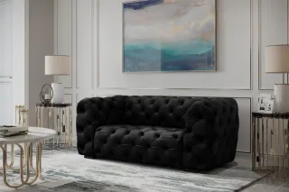 Sofa Designersofa NATALIE 2-Sitzer in Stoff Riviera Schwarz
