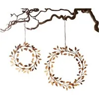 Home-trends24.de Hängedekoration Rost Hänger, Blätter, Kranz,Dekohänger, Deko, Wandhänger, ∅ 15 cm
