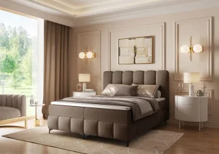 Boxspringbett Schlafzimmerbett ISABEL 120x200cm in Stoff Prime Braun