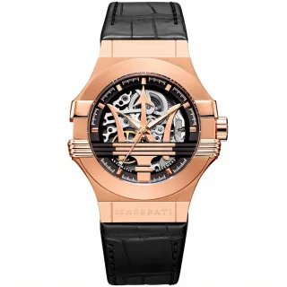 Maserati R8821108025 Automatik-Skelettuhr für Herren in Roségold und Schwarz