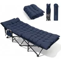 Sekey Feldbett Campingbett klappbar Campingliege Angelliege Klappbett bis 200 kg 190 x 71 x 35 cm Klappbett mit Matratze, für Garten Camping Outdoor
